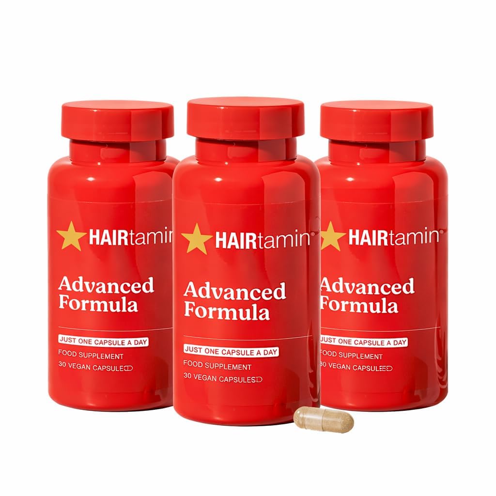 HAIRtamin envase frontal mostrando diseño y aporte para cabello más fuerte
