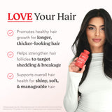 HAIRtamin ingredientes dispuestos para ver vitaminas clave que nutren el folículo