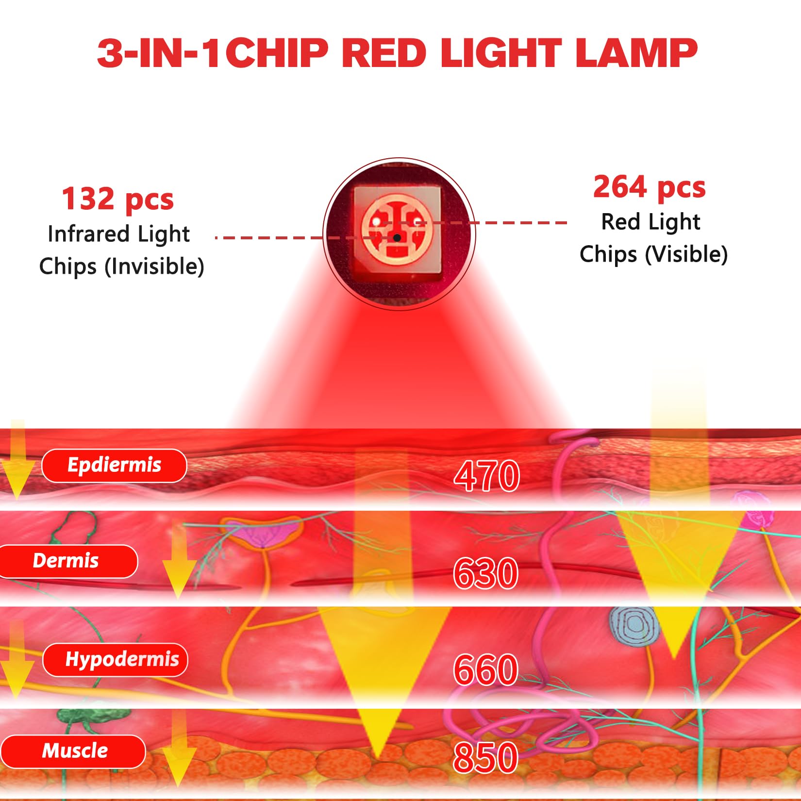 HAIYUE detalle de LEDs 660nm y 850nm para emisión equilibrada