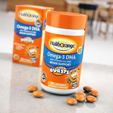 Haliborange producto en mesa de desayuno familiar, integración cotidiana