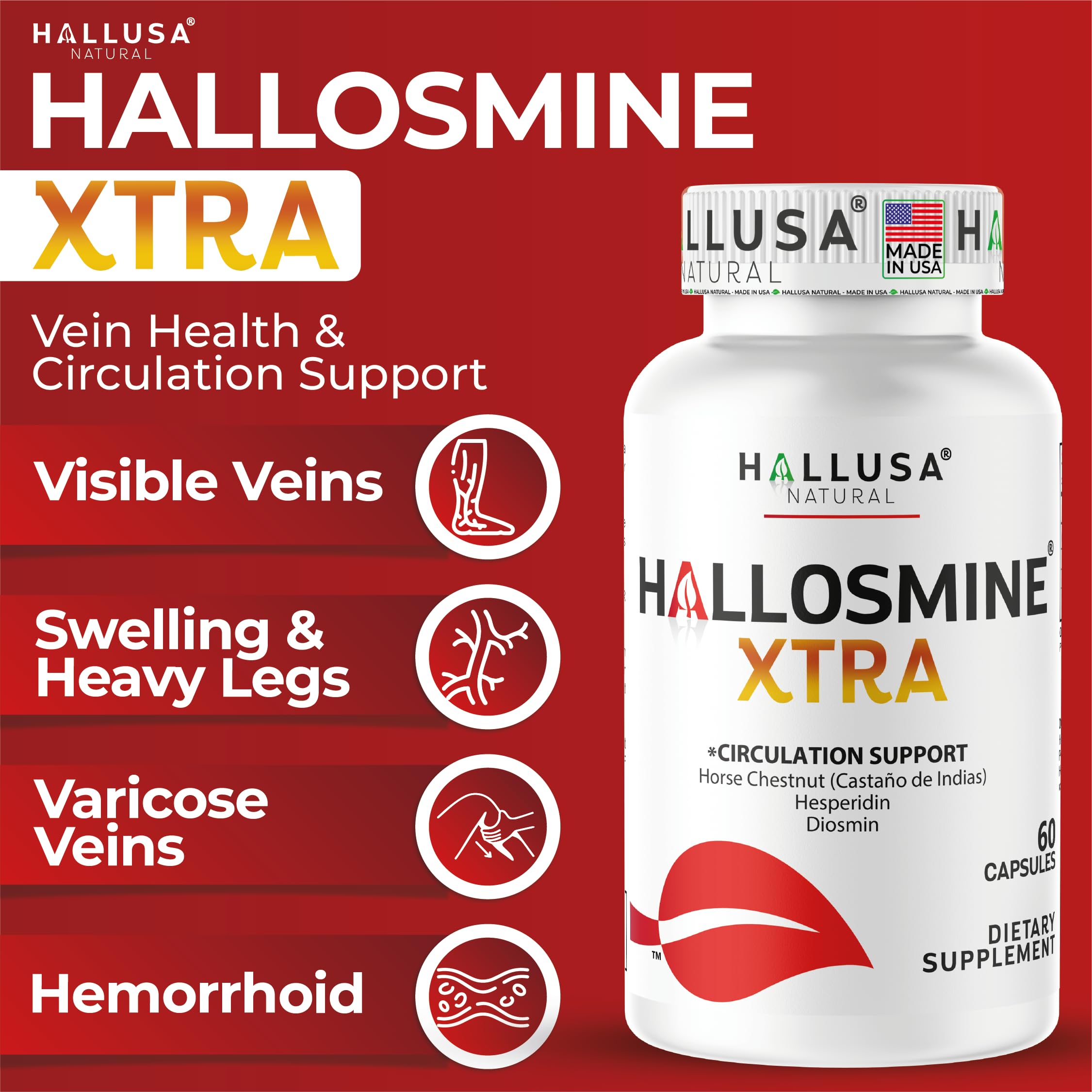 Hallusa Natural cápsulas en mano mostrando textura y dosis recomendada