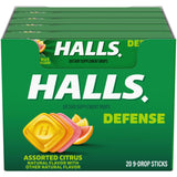 HALLS paquete frontal mostrando los 180 drops y conveniencia portátil