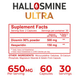 Etiqueta nutricional del producto Hallusa Natural mostrando dosis e ingredientes