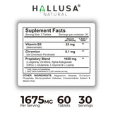 Hallusa Natural etiqueta con ingredientes clave y transparencia
