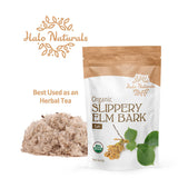 Halo Naturals corteza infusionándose en taza mostrando preparación sencilla