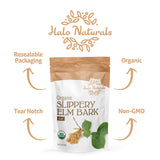 Halo Naturals etiqueta USDA Organic visible certificando origen orgánico