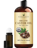 Handcraft Blends envase frontal de aceite de ricino mostrando etiqueta y volumen