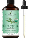 Handcraft Blends botella frontal de eucalipto orgánico mostrando etiqueta clara y beneficio de pureza