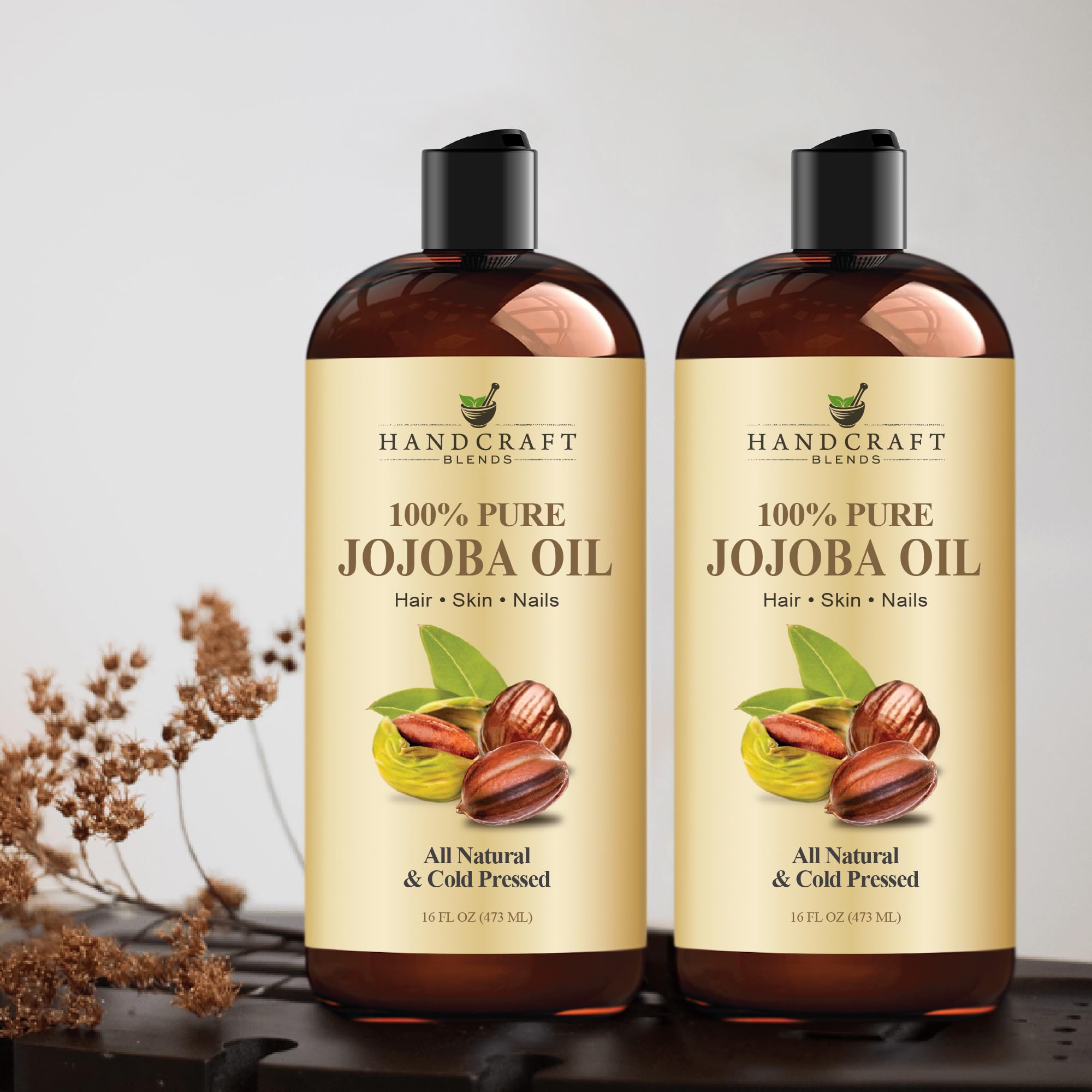 Handcraft Blends etiqueta de producto con sello sin hexano, confianza y pureza