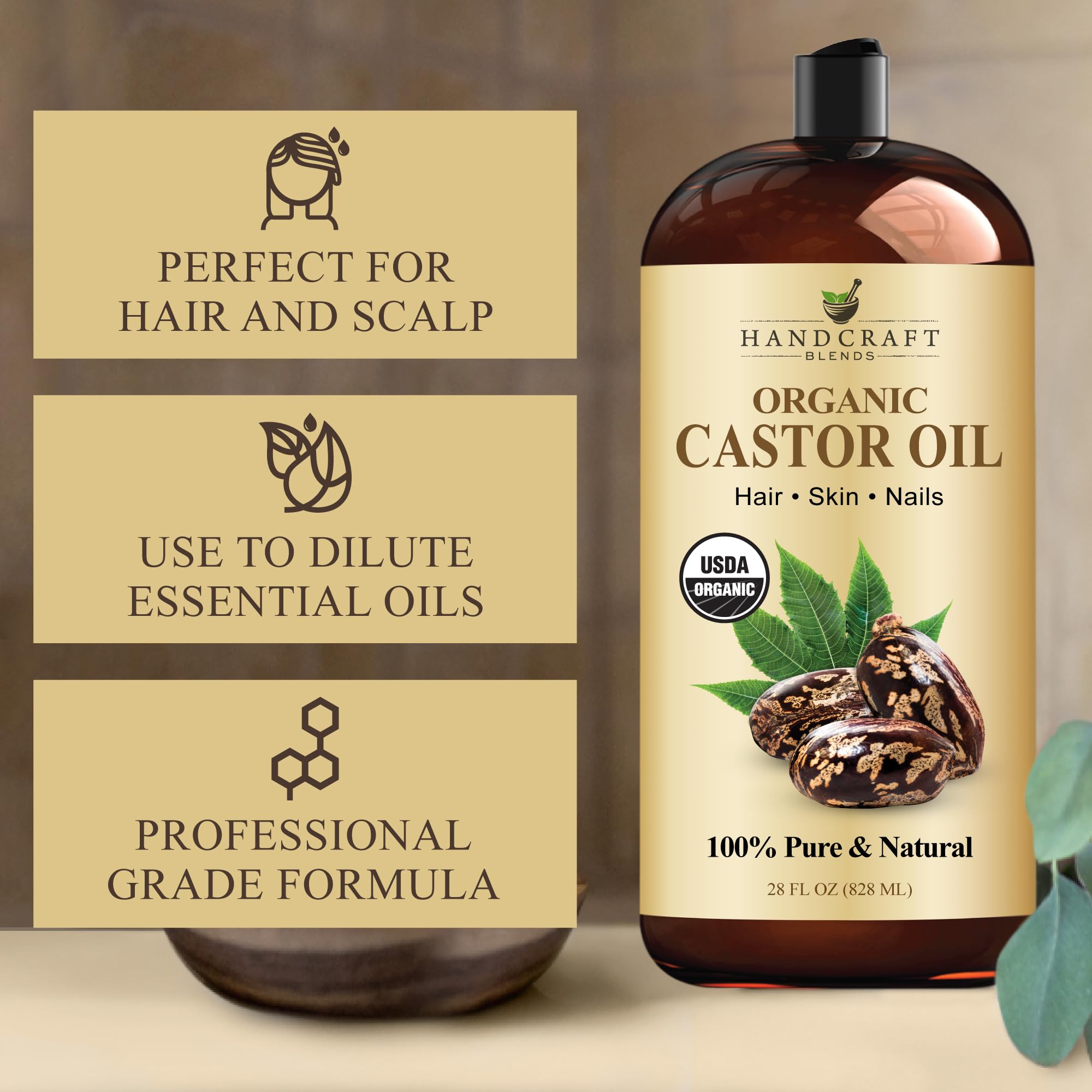 Handcraft Blends textura viscosa del aceite destacando pureza nutritiva