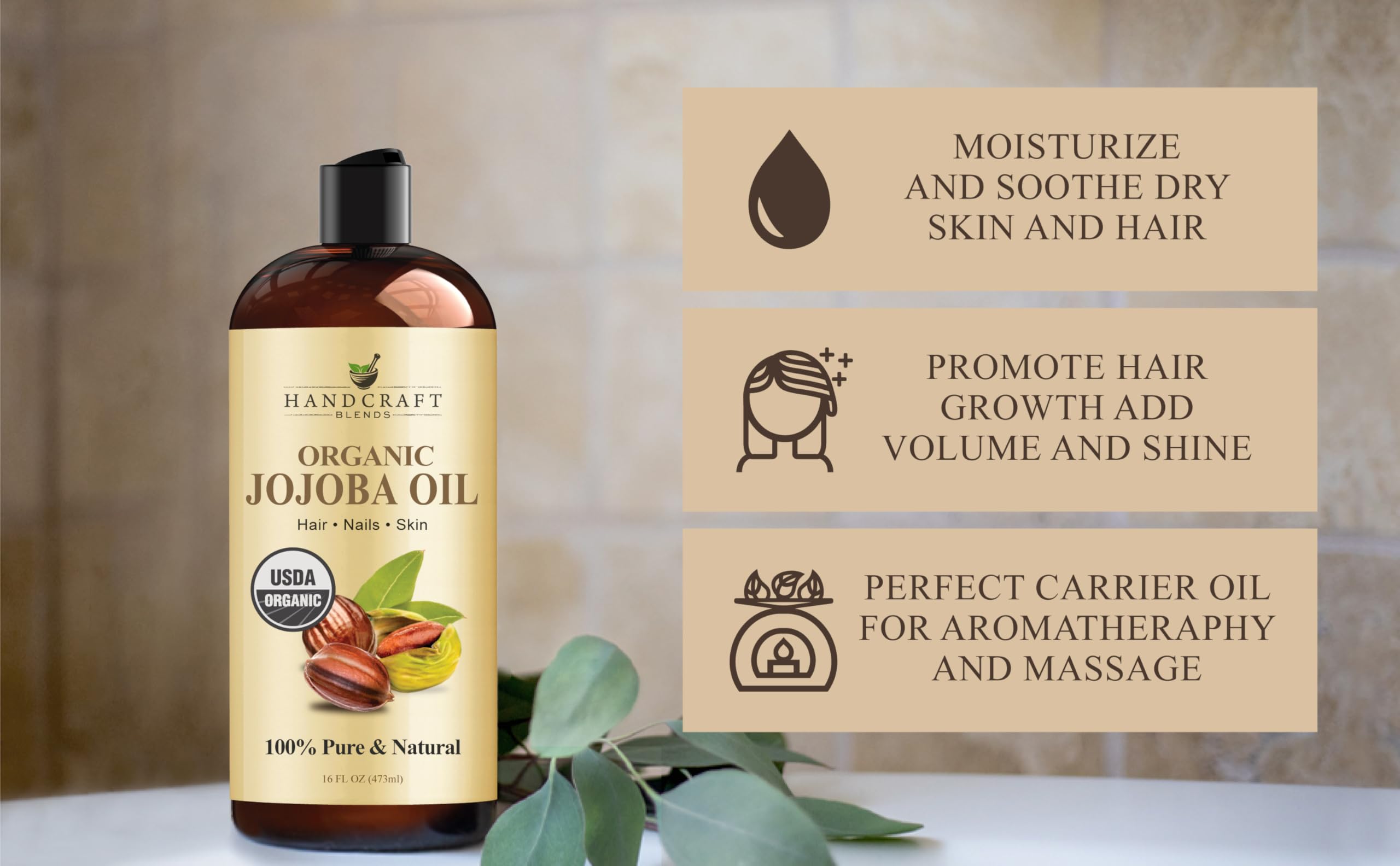 Handcraft Blends textura del aceite de jojoba prensado en frío absorción ligera