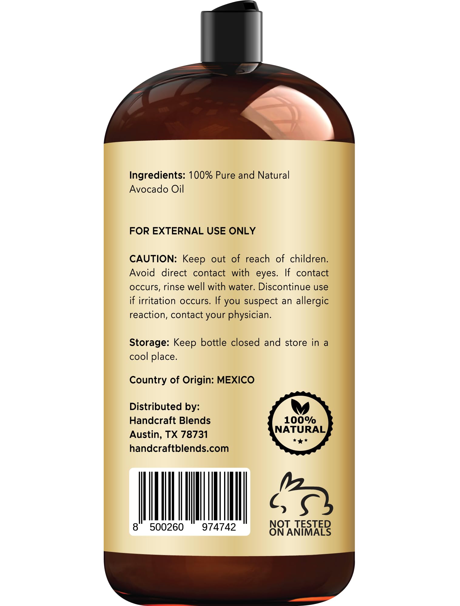 Handcraft Blends textura del aceite de aguacate, absorción ligera y nutritiva