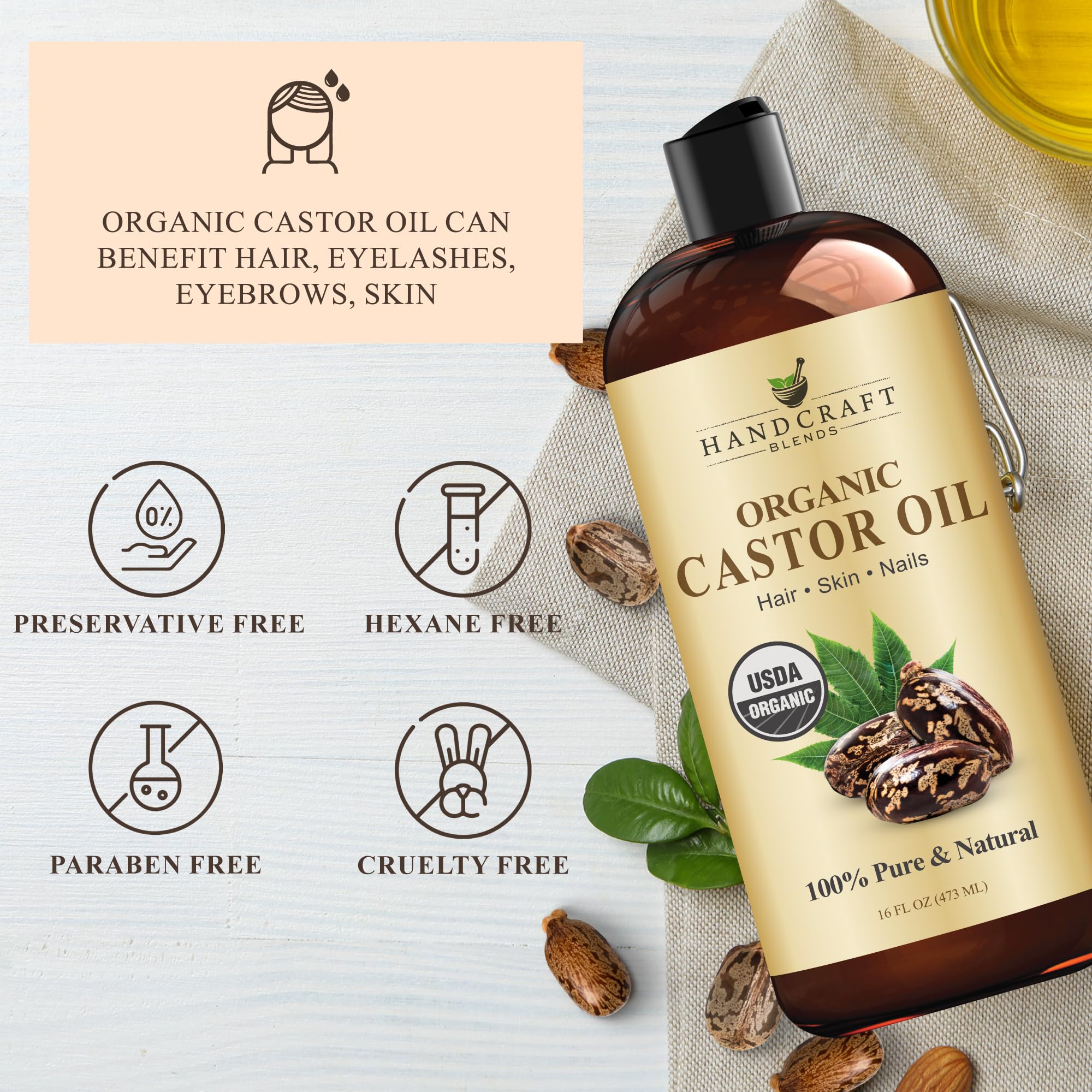 Handcraft Blends textura espesa del aceite de ricino para nutrición capilar
