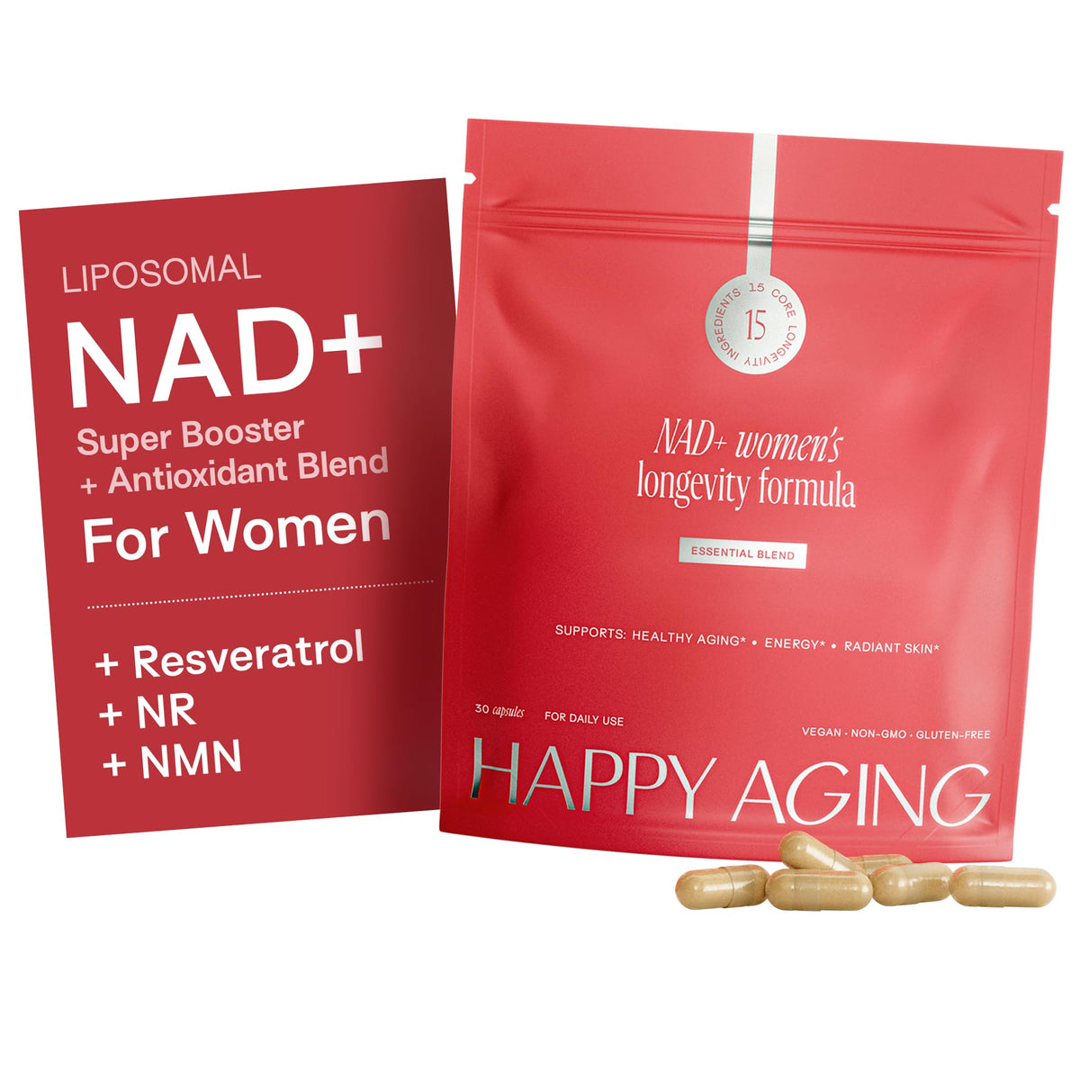 Happy Aging frente del producto mostrando envase y etiqueta clara para confianza