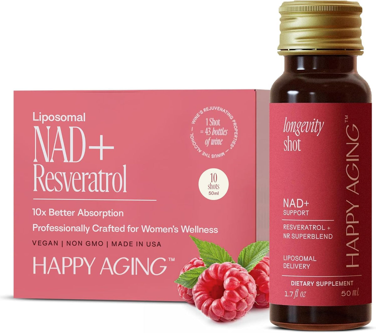 Happy Aging vista frontal del envase mostrando diseño y tamaño, aporta confianza