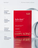 Happy Aging vaso con agua preparada y hidrógeno molecular listo para beber