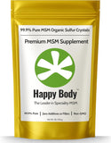 happy body frente del empaque mostrando cristales y pureza