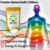 happy body cristales junto a jugo para mezcla práctica diaria