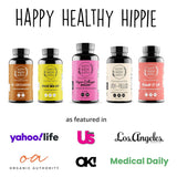 Happy Healthy Hippie persona en ambiente relajado representando bienestar