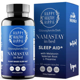 Happy Healthy Hippie frente del empaque mostrando 60 cápsulas y beneficios