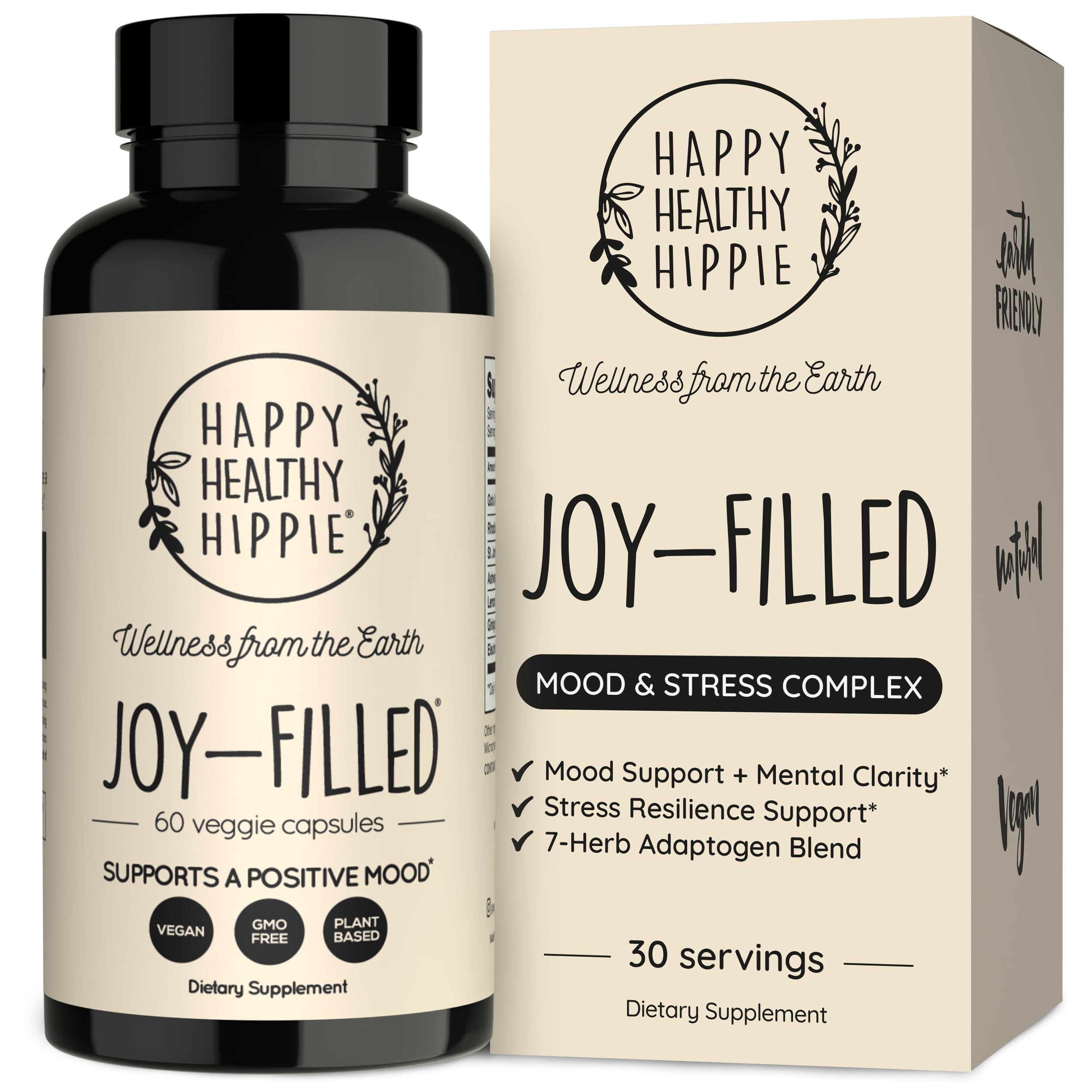 Happy Healthy Hippie frente del envase mostrando la marca y beneficio calmante