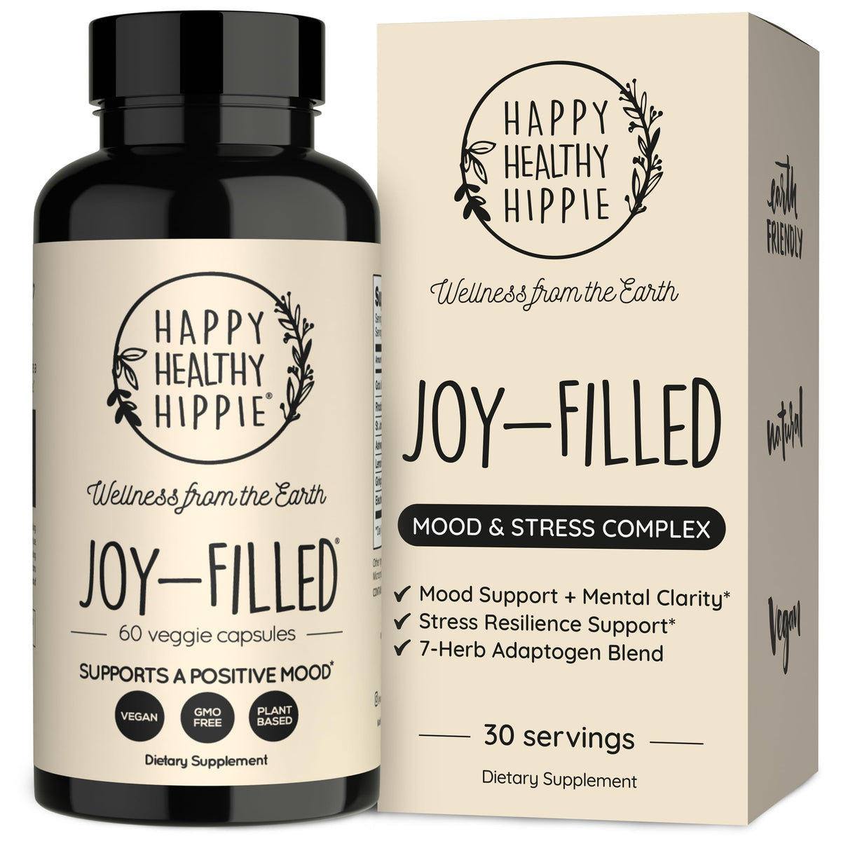 Happy Healthy Hippie frente del envase mostrando la marca y beneficio calmante