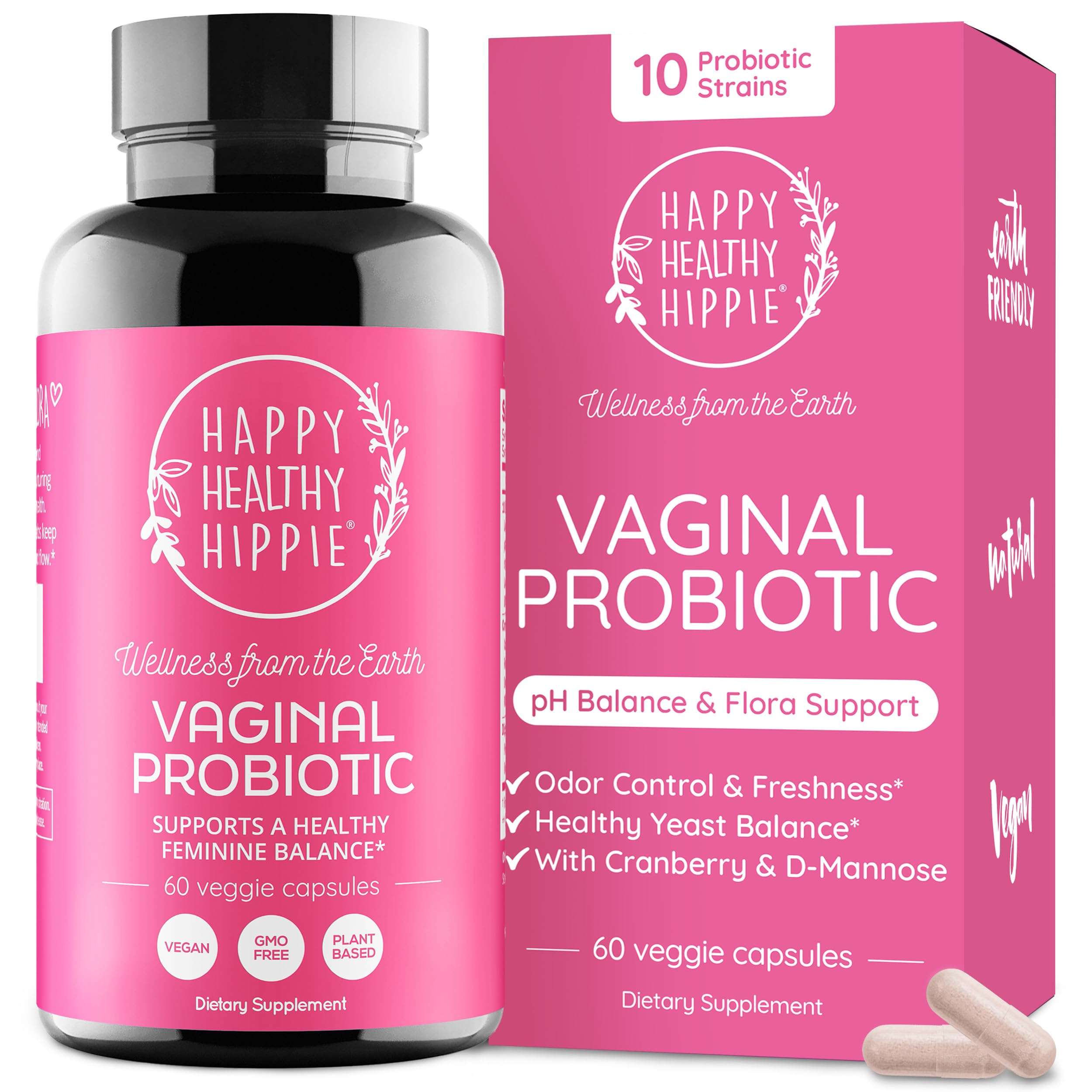 Happy Healthy Hippie frente del envase mostrando beneficios del producto