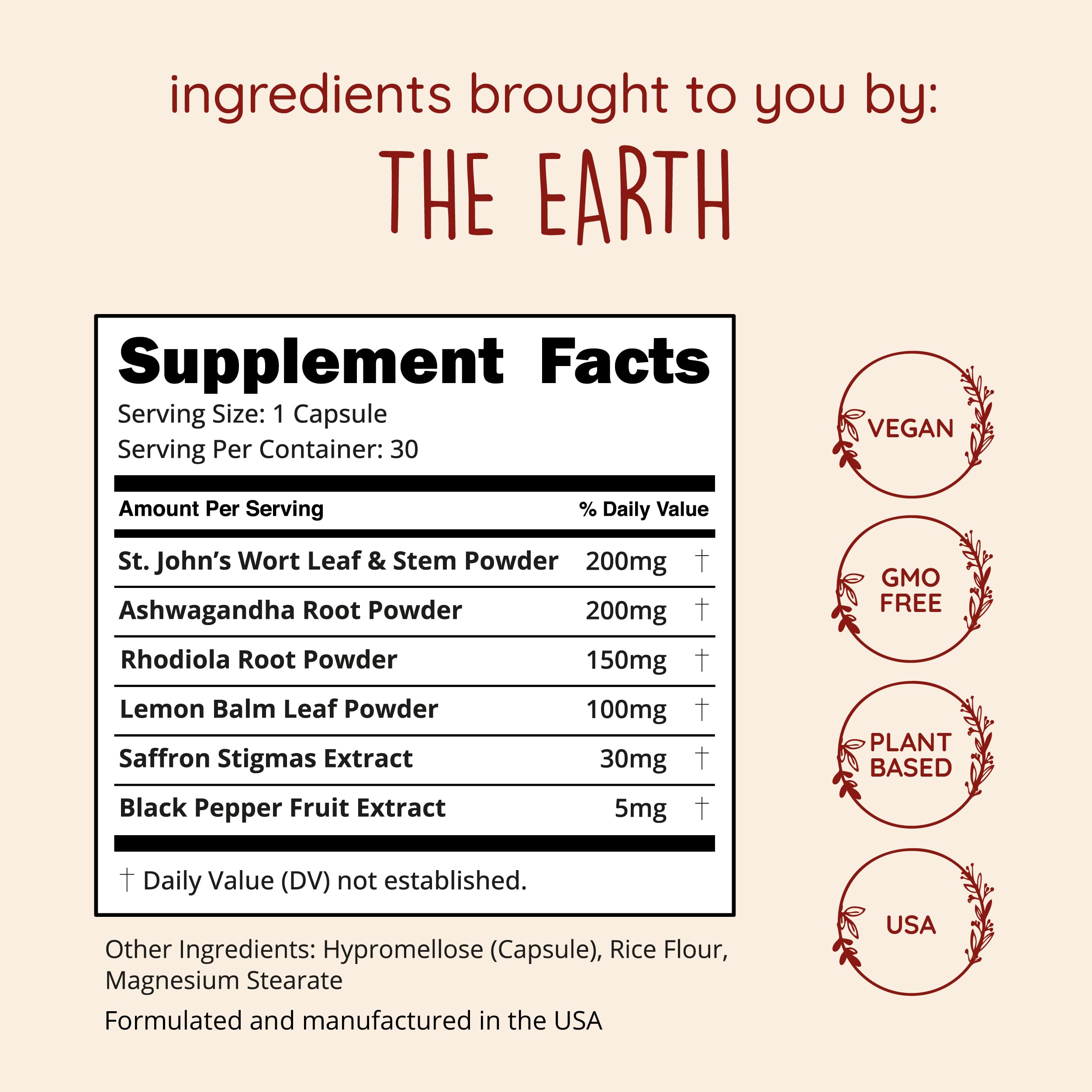 Happy Healthy Hippie ashwagandha y rhodiola secos mostrando origen vegetal