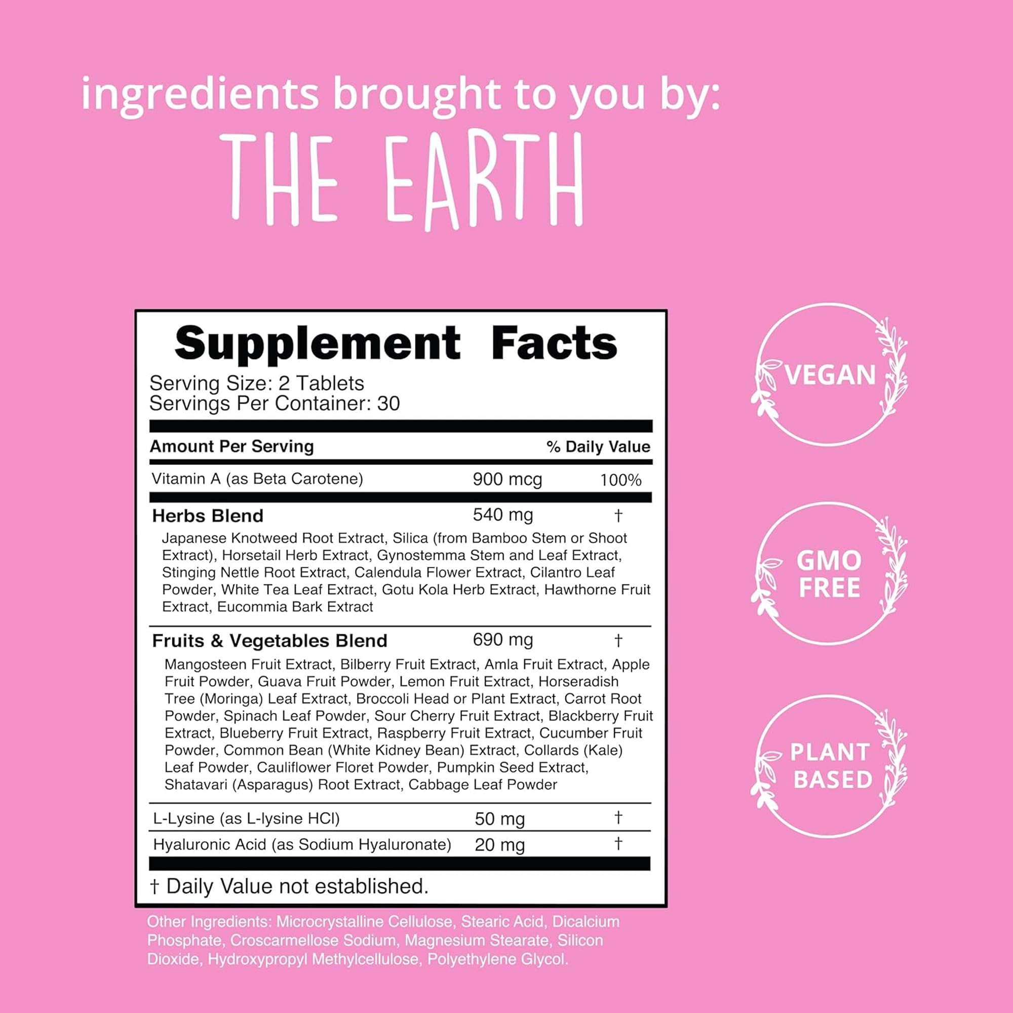 Happy Healthy Hippie etiqueta con lista de ingredientes y beneficios claros
