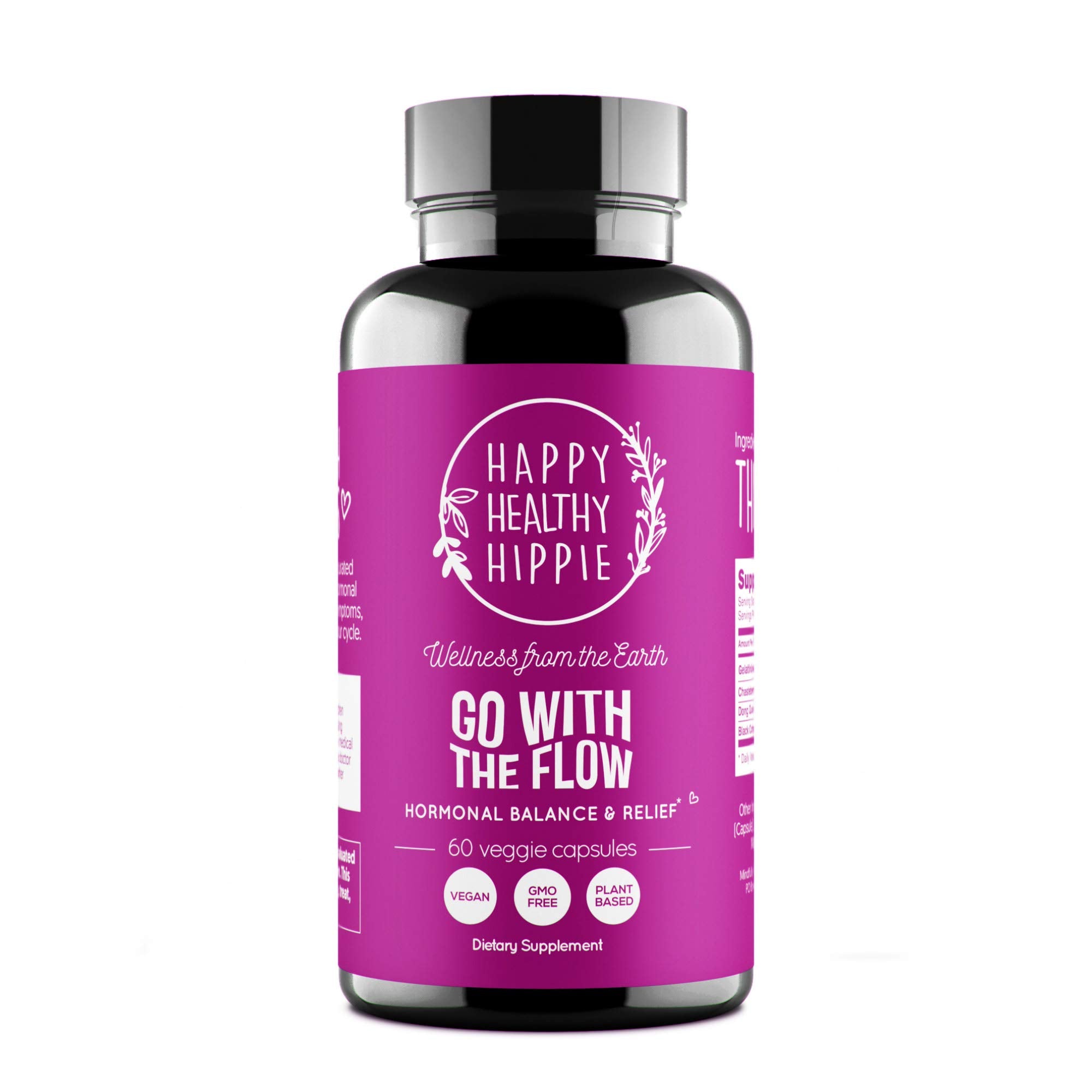 Happy Healthy Hippie frasco junto a objeto para comparar tamaño y dosis