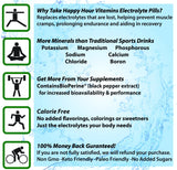 Happy Hour Vitamins comparación de tamaño con monedas para escala práctica
