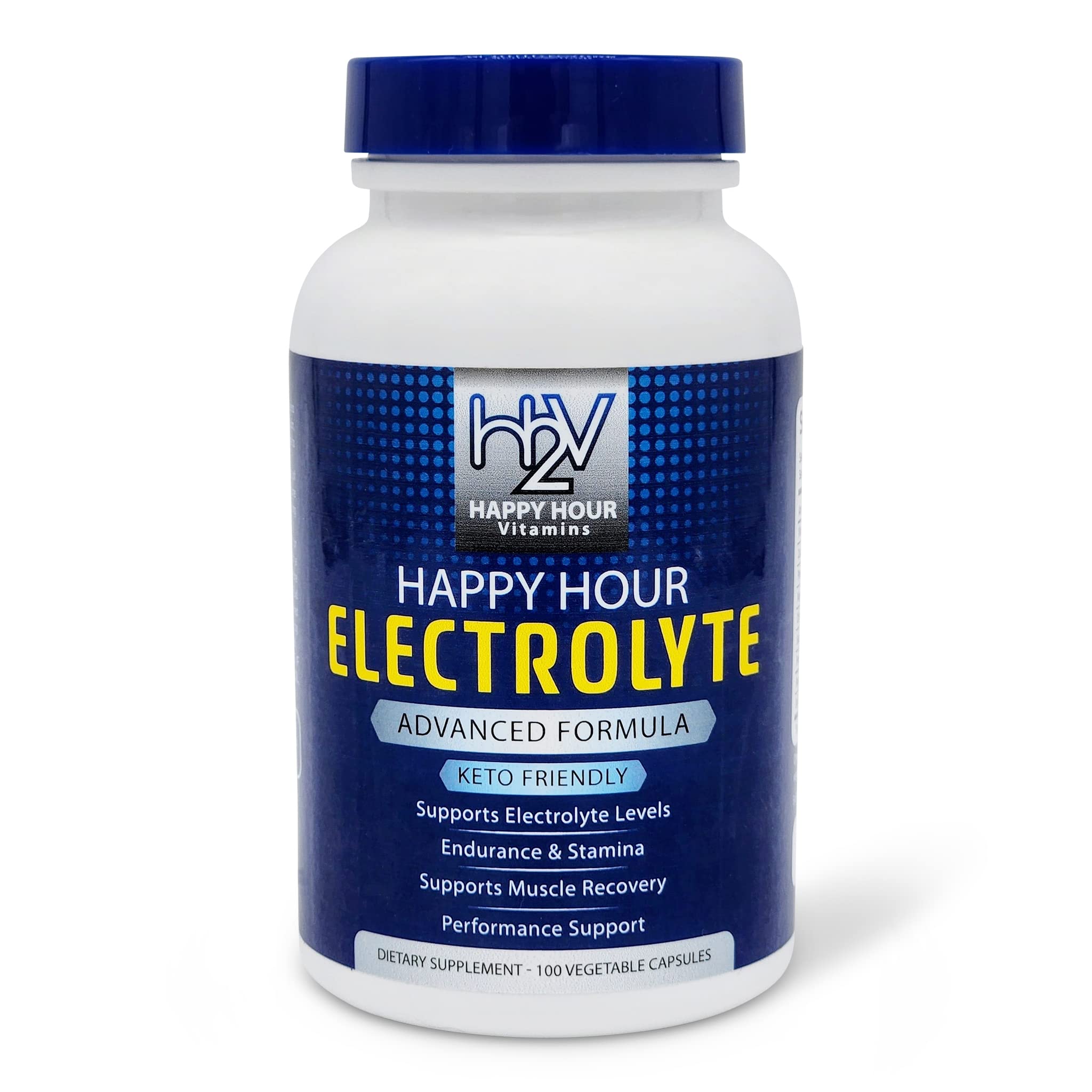 Happy Hour Vitamins frente del envase mostrando 100 cápsulas y conveniencia