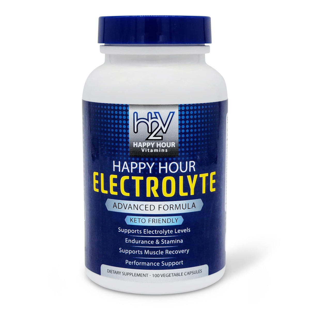 Happy Hour Vitamins frente del envase mostrando 100 cápsulas y conveniencia