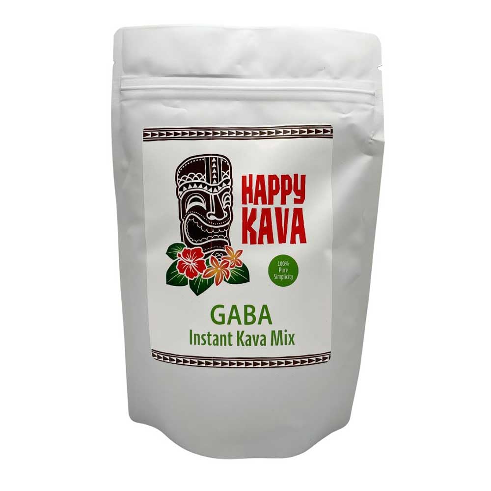 HAPPY KAVA envase frontal de la mezcla instantánea, presentación clara y práctica