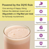happy viking etiqueta nutricional visible con información de proteínas y fibra