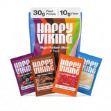 Happy Viking frente del paquete mostrando variedad de sabores y conveniencia