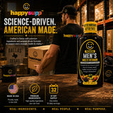 HappySupp etiqueta con lista de vitaminas, minerales y tasa de absorción del 98%