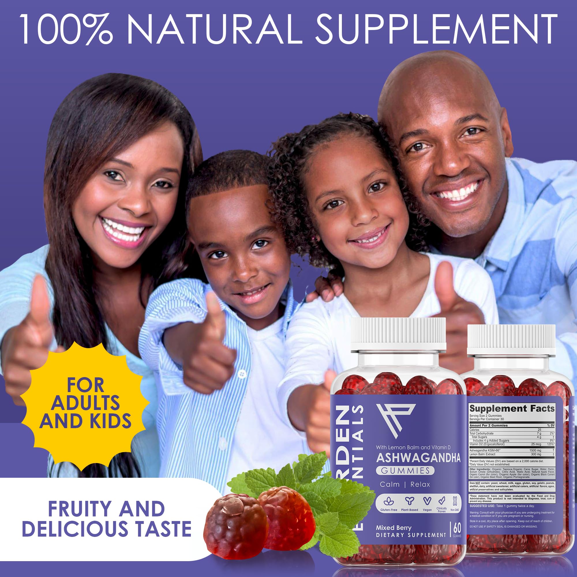 Harden Essentials primer plano de la etiqueta nutricional y dosificación clara