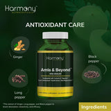 Harmony Nutraceuticals botella abierta con cápsulas demostrando el contenido real