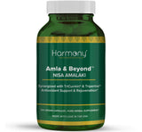 Harmony Nutraceuticals envase frontal mostrando Amla & Beyond y beneficio de potencia