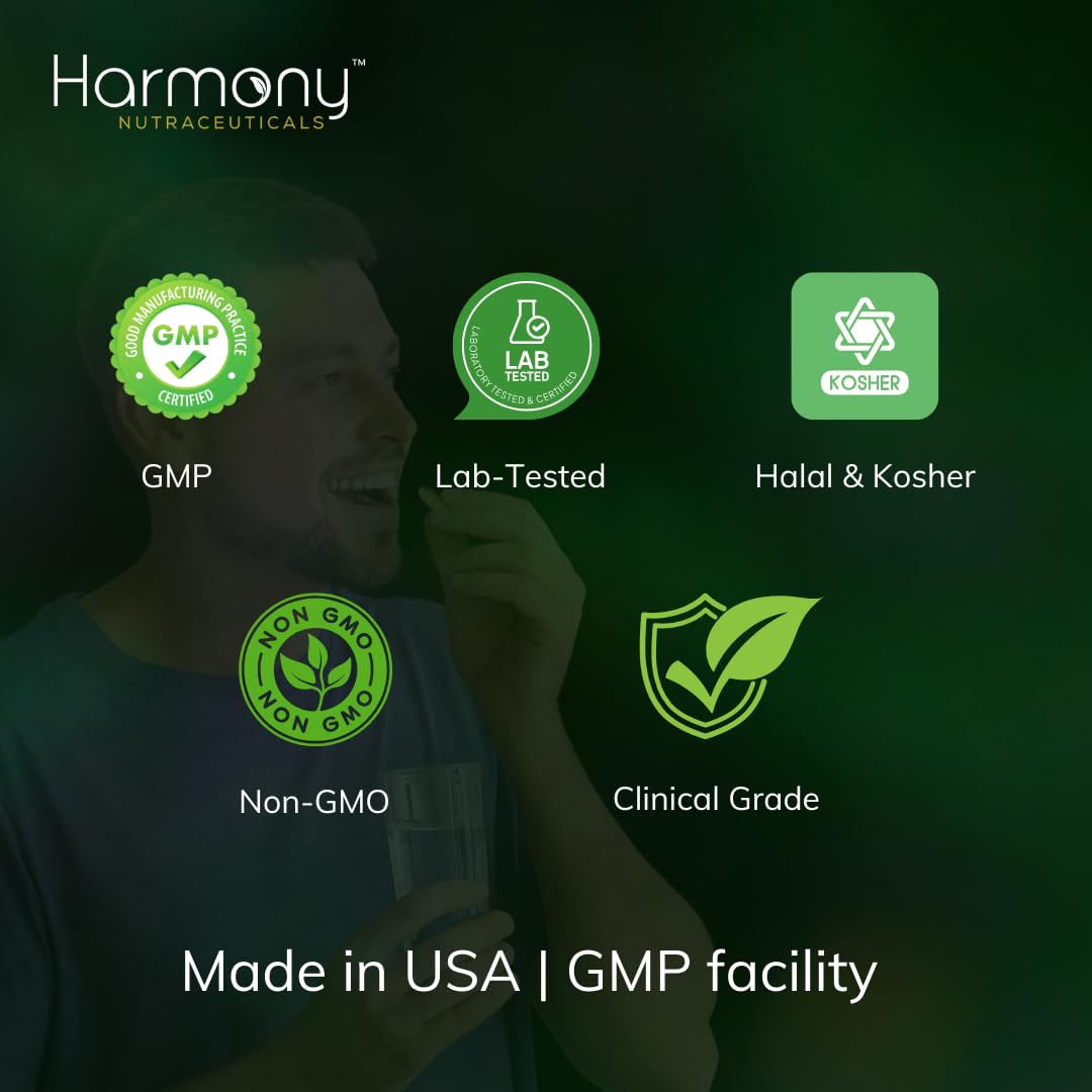 Harmony Nutraceuticals frasco en mano para ver tamaño y cantidad de cápsulas