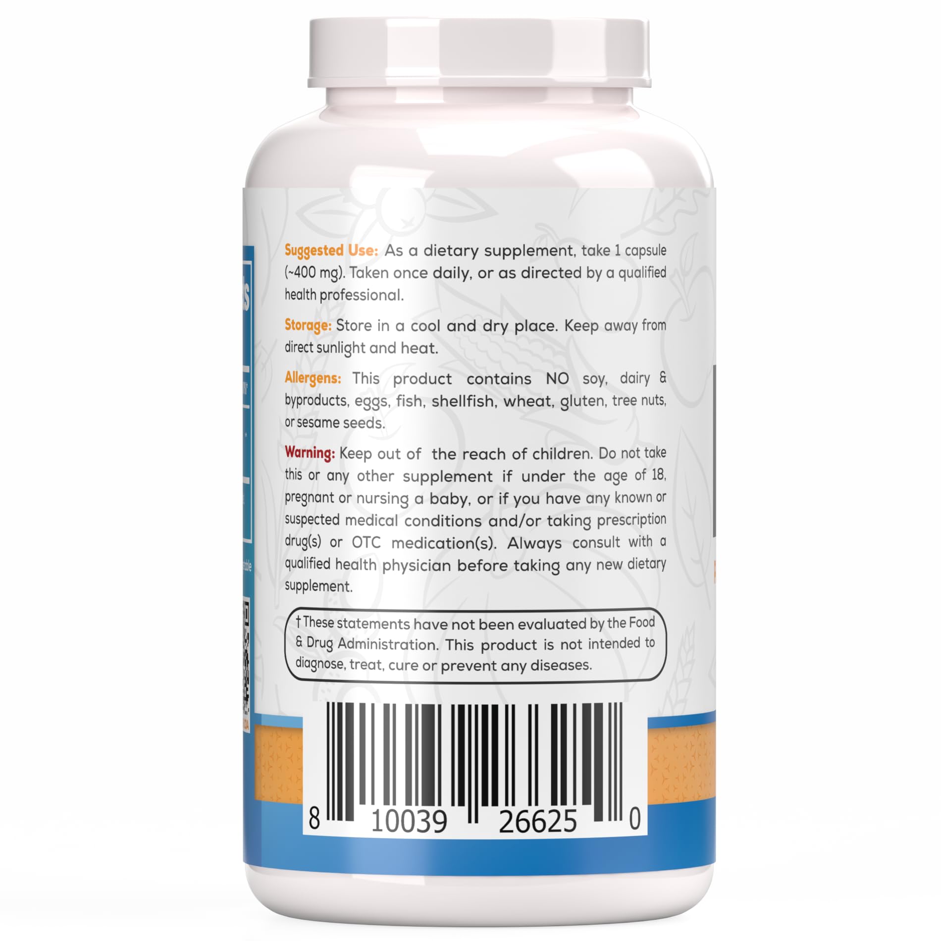 HARVEST NATURALS detalle de la etiqueta que destaca 400 mg por cápsula