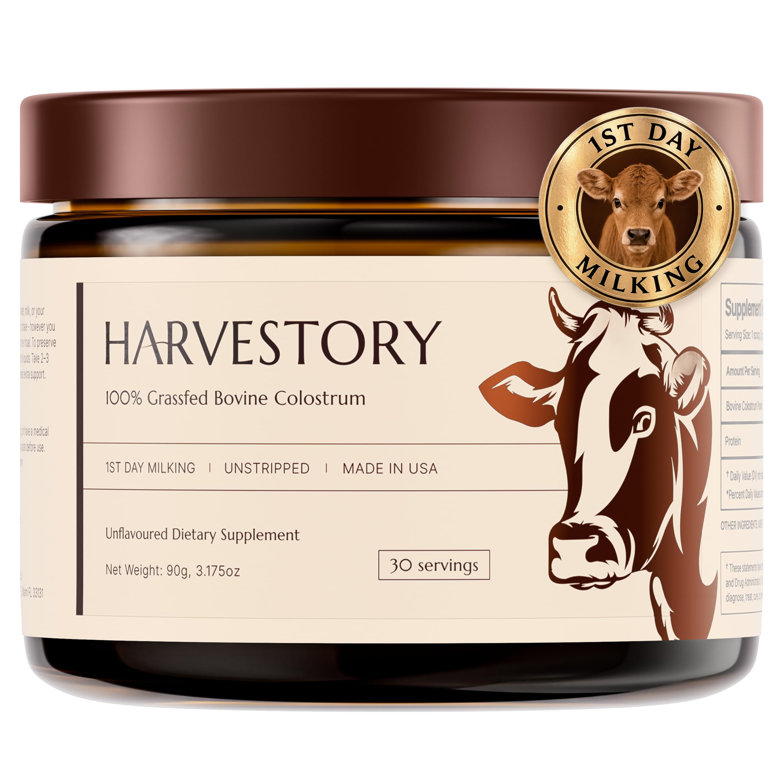 Harvestory frasco frontal mostrando etiqueta y frasco ámbar, transmite pureza