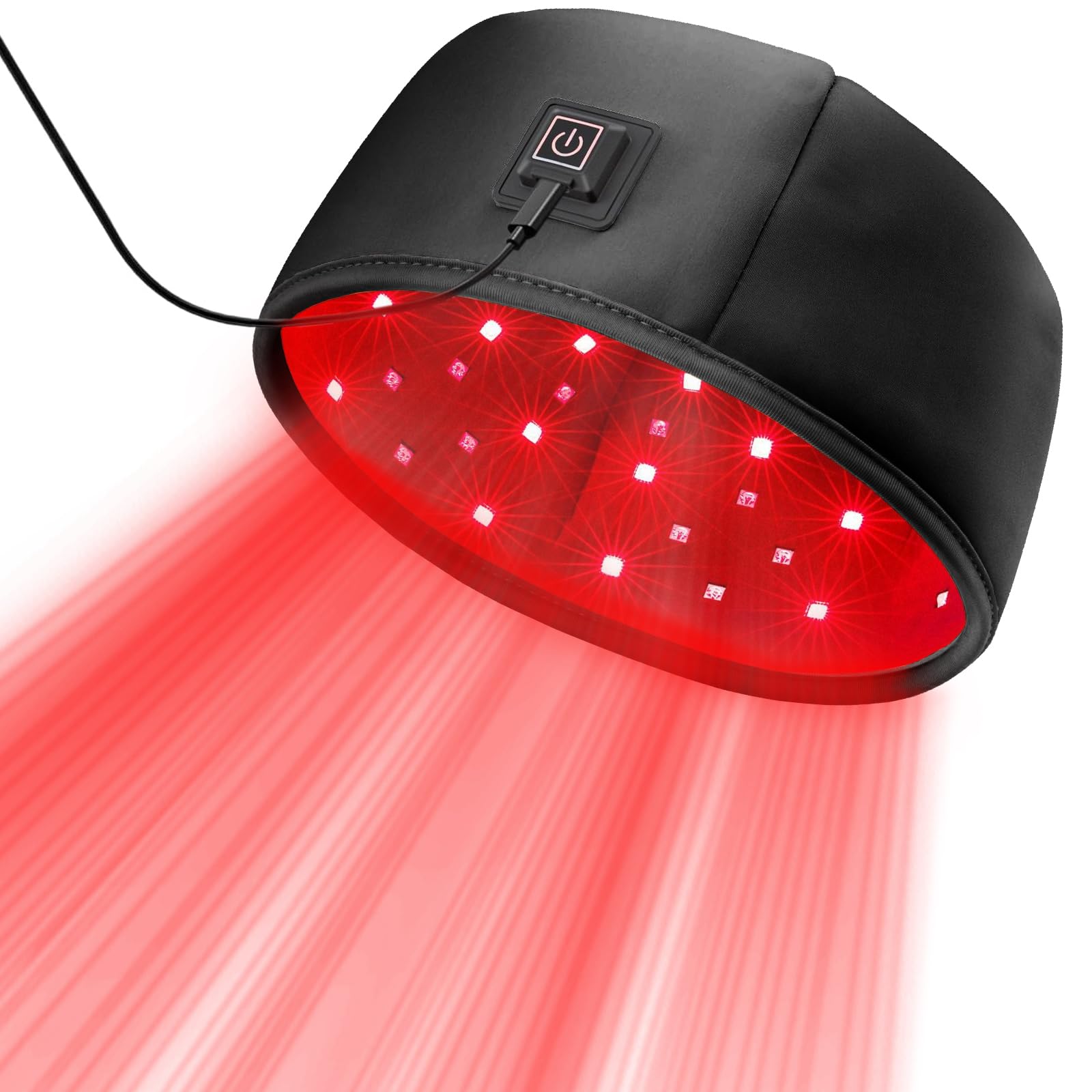 HAUBAT Laser Cap vista frontal que muestra cobertura completa y confort