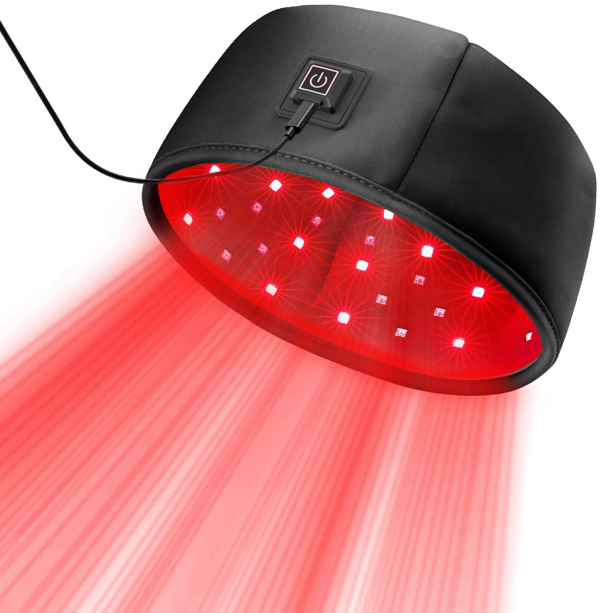 HAUBAT Laser Cap vista frontal que muestra cobertura completa y confort