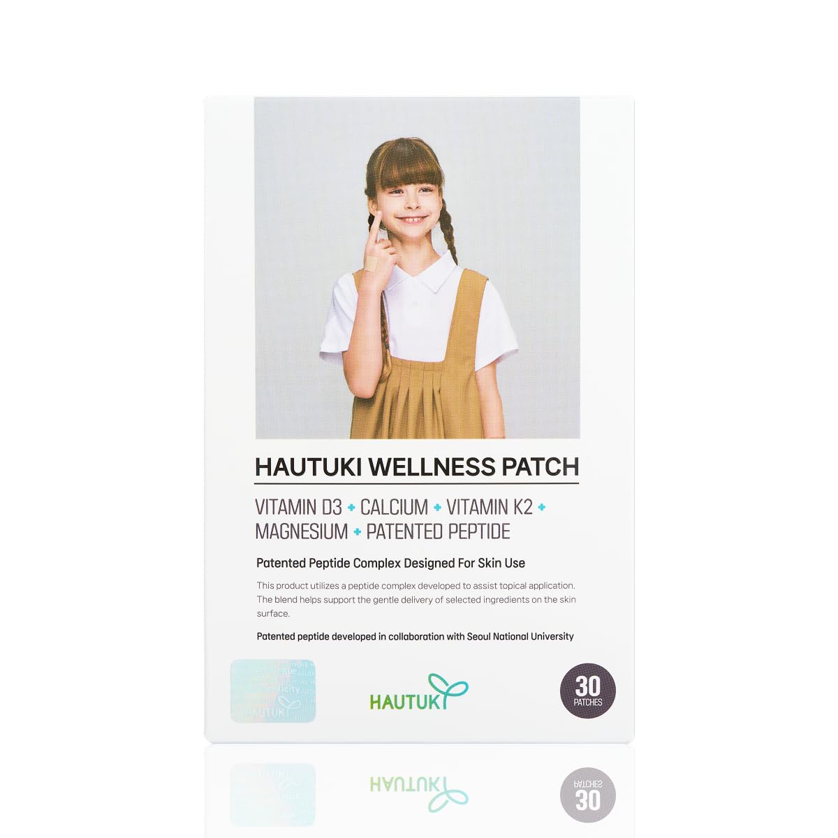 HAUTUKI parche frontal mostrando diseño y forma, ventaja comodidad para niños