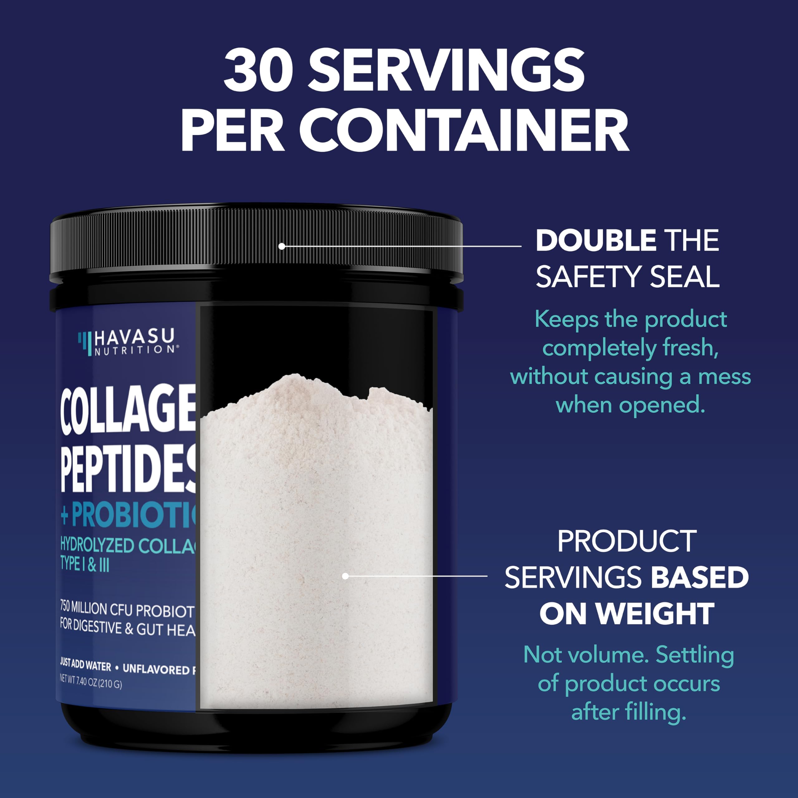 HAVASU NUTRITION vaso con polvo mezclado para bebida sin sabor