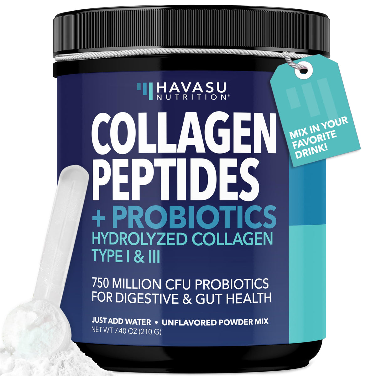HAVASU NUTRITION frente del empaque mostrando producto y beneficios