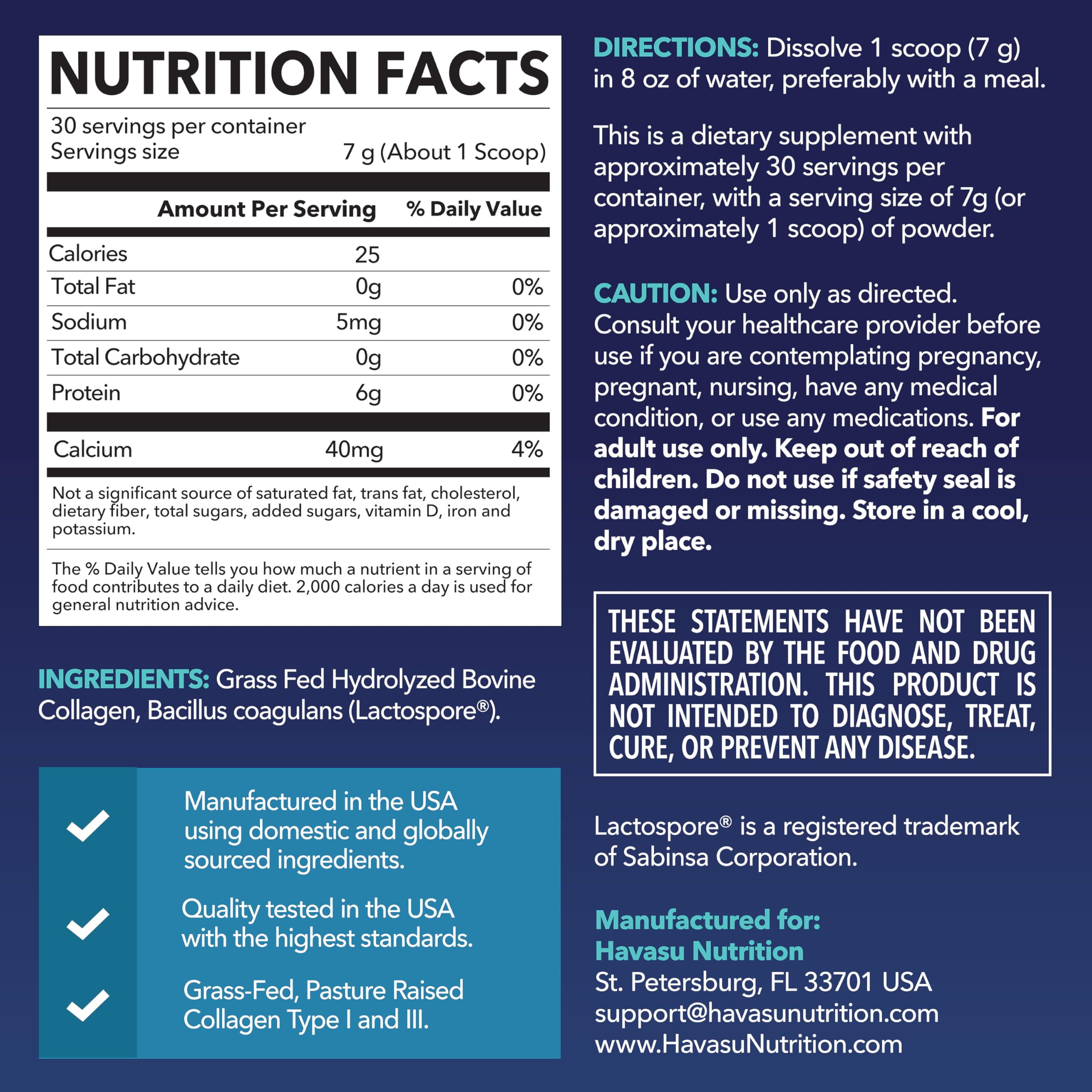 HAVASU NUTRITION textura fina del polvo que facilita disolución