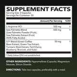 HAVASU NUTRITION etiqueta frontal legible indicando L-Arginine y Saw Palmetto